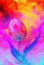 Dancing tulip flower on abstract background, space motive collage. Royalty Free Stock Photo