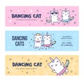 Dancing unicorn cats banners set