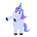 Dancing unicorn icon, cartoon style