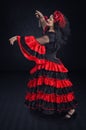 Dancing a waltz in flamenco gown Royalty Free Stock Photo