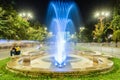 Dancing water fountains at Union Square (Piata Unirii)park Royalty Free Stock Photo