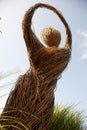 Dancing or whirling person made of straw conveys passion for dancing or agriculture. Fictional woman executing a sufi whirling