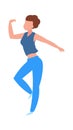 Dancing woman. Cartoon dancer, isolated female moving body to music. Night club disco, musical sport training. Weekend