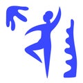 Dancing woman.Contemporary silhouette organic shape,hand drawn blue female.Flat human figure, body moving.Fashion modern trendy
