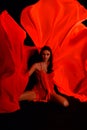 Dancing Woman, Flying Red Cloth Royalty Free Stock Photo