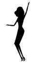 Dancing Woman Silhouette, Lady in Nightclub Vector Royalty Free Stock Photo