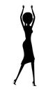 Dancing Woman Silhouette, Lady in Nightclub Vector Royalty Free Stock Photo