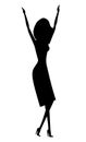 Dancing Woman Silhouette, Lady in Nightclub Vector Royalty Free Stock Photo