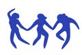 Dancing women Matisse art inspired.Contemporary silhouette organic shapes,hand drawn blue female roundelay.Flat human figures,