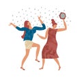 Dancing women welcome the rain.