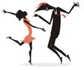 Dancing young couple silhouette illustration isolated Royalty Free Stock Photo