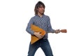 Dancing young man with balalaika Royalty Free Stock Photo