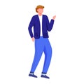 Dancing young man flat vector illustration