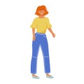 Dancing young woman flat vector illustration