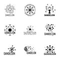 Dandelion bloom icons set, simple style