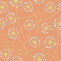 Dandelion blowing vector floral seamless pattern. Royalty Free Stock Photo