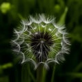 Dandelion on dark background, macro, generative AI content, dreamy artistic image of nature\'s beauty