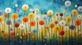 Dandelion Dreams: A Blue, Orange and Teal Sky Royalty Free Stock Photo