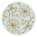 Dandelion floral round plate design vector.