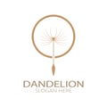 Dandelion flower logo with stem and leaves. Using modern vector concept design symbol icon illustration