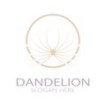 Dandelion flower logo with stem and leaves. Using modern vector concept design symbol icon illustration