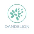 Dandelion flower logo with stem and leaves. Using modern vector concept design symbol icon illustration