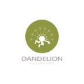 Dandelion flower logo with stem and leaves. Using modern vector concept design symbol icon illustration