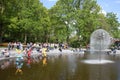 Dandelion fountain in small lake by Irene pavilion