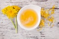 Dandelion honey background, herbal remedy.