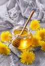 Dandelion honey in a jar