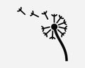 Dandelion Icon. Flower Plant Wind Seed Fly Blow Blowing Spread Nature Natural Wild Grass Clipart Artwork Symbol Sign Vector EPS Royalty Free Stock Photo