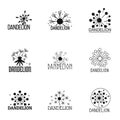 Dandelion icons set, simple style