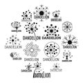 Dandelion logo icons set, simple style