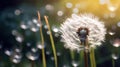 Dandelion macro close view. Created using Generative AI technology