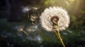 Dandelion macro close view. Created using Generative AI technology