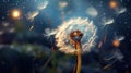 Dandelion macro close view. Created using Generative AI technology Royalty Free Stock Photo