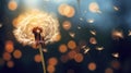 Dandelion macro close view. Created using Generative AI technology