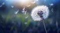 Dandelion macro close view. Created using Generative AI technology