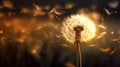 Dandelion macro close view. Created using Generative AI technology