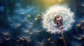 Dandelion macro close view. Created using Generative AI technology Royalty Free Stock Photo