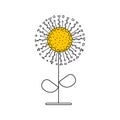 Dandelion in a minimalist style with hand-drawn elements of linart and Doodle.For Template design for posters, Wallpapers, posters