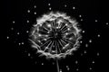 Dandelion monochrome art blowball black beauty flower white drops macro Royalty Free Stock Photo