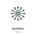 Dandelion outline vector icon. Thin line black dandelion icon, flat vector simple element illustration from editable nature Royalty Free Stock Photo