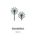 Dandelion outline vector icon. Thin line black dandelion icon, flat vector simple element illustration from editable nature Royalty Free Stock Photo