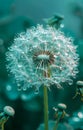 A dandelion with raindrops on it. The dandelion is surrounded by other flowers Royalty Free Stock Photo