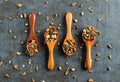 Dandelion Root Pieces on Wooden Spoons