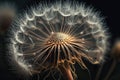 dandelion seed head in close-up with its delicate and feathery seeds