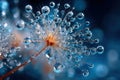 Dandelion Seedhead with Sparkling Water Droplets Macro Royalty Free Stock Photo