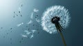 Dandelion seeds flying in the wind. 3d rendering. Generative AI Royalty Free Stock Photo