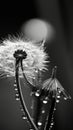 Dandelion with water droplets on its leaves. These droplets are likely from rain, as they give plant an ethereal and Royalty Free Stock Photo